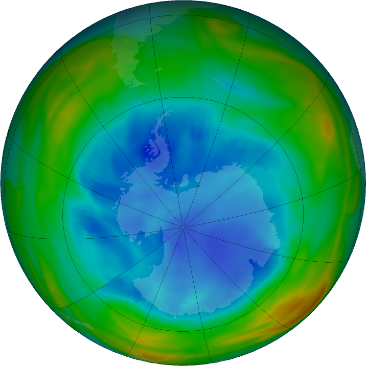 Antarctic ozone map for 11 August 2018